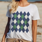Argyle Pattern T-Shirt, Navy/Green/Cream