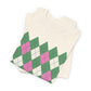 Argyle Pattern T-Shirt, Pink/Green/Cream