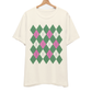 Argyle Pattern T-Shirt, Pink/Green/Cream