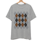 Argyle Pattern T-Shirt, Black/Grey/Rust