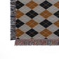 Personalized Argyle Woven Throw Blanket, Grey, Rust, Black, 100% Cotton