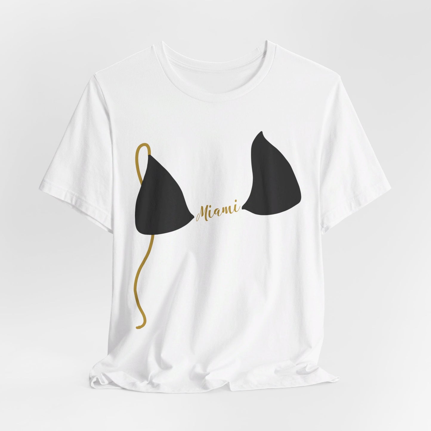 Bikini Top Shirt, Black & Gold, Custom personalized name, white