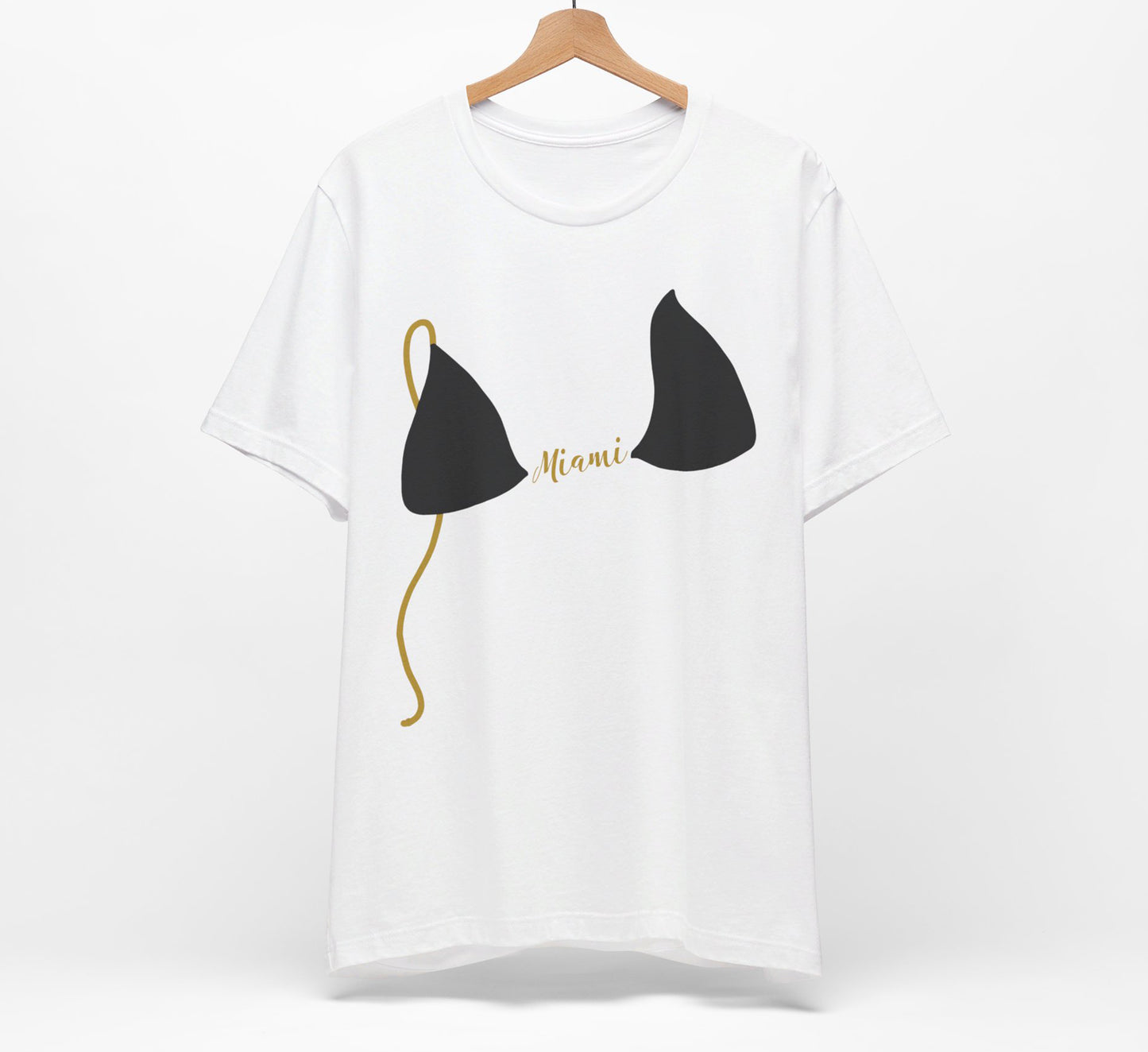 Bikini Top T-Shirt, Black & Gold, Custom Personalization