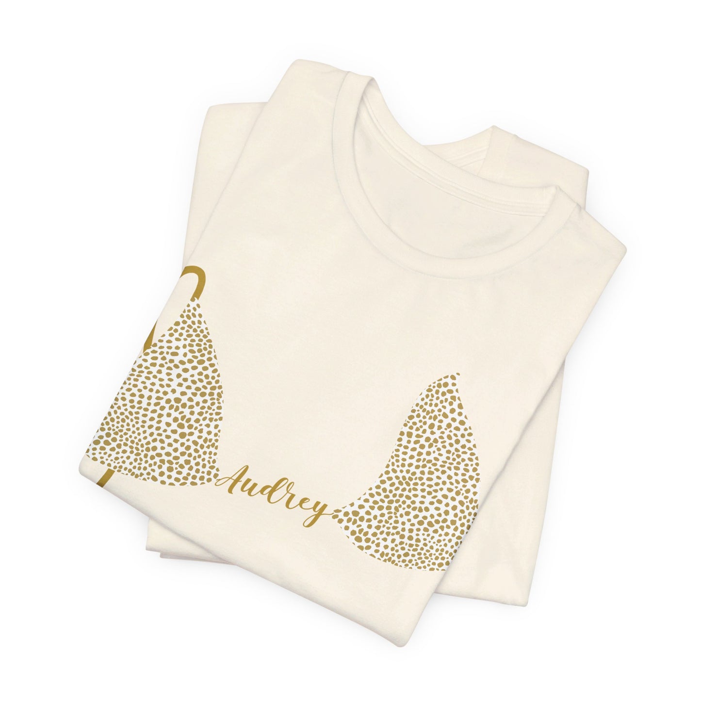 Bikini Top T-Shirt, Gold Cheetah Print, Custom Personalization