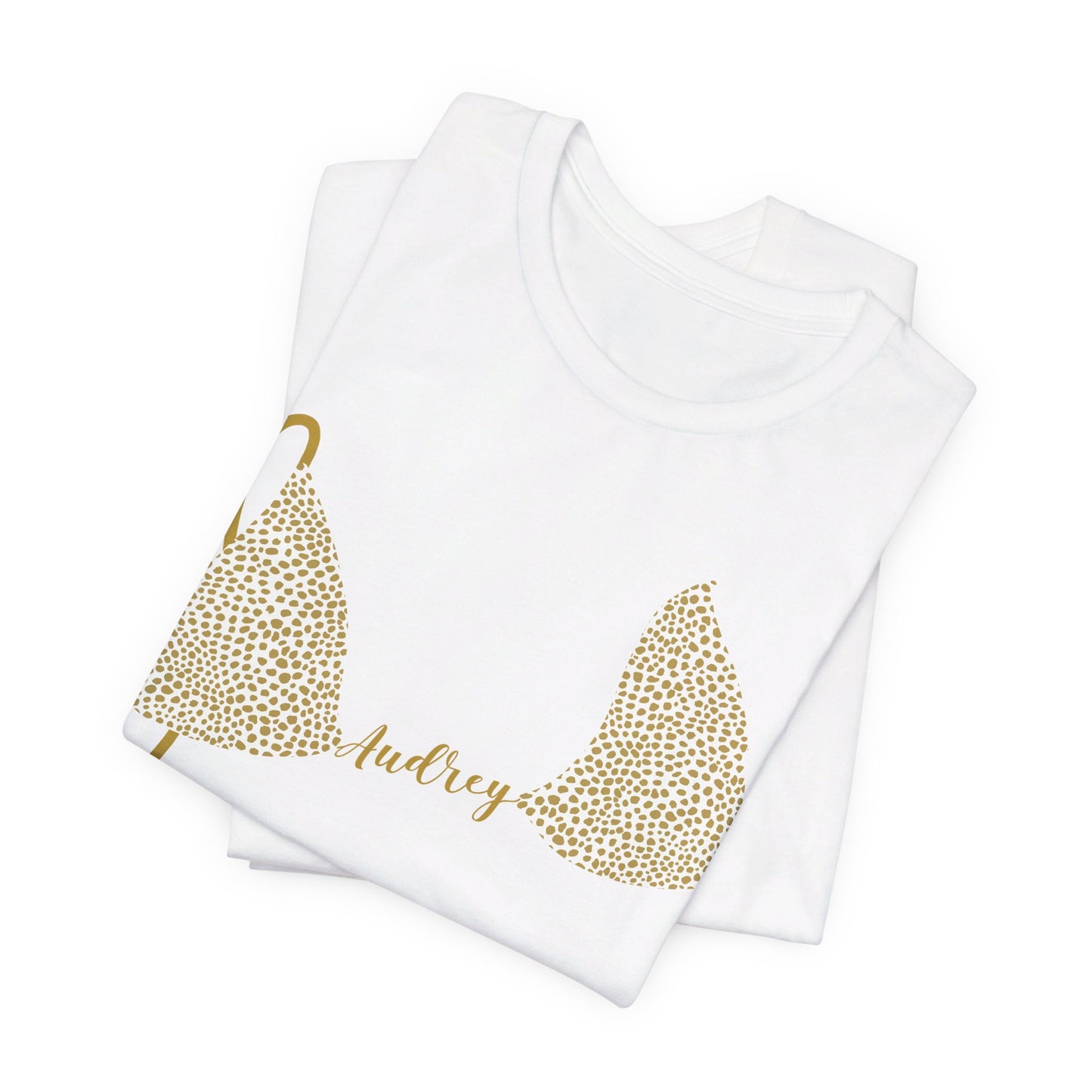 Bikini Top T-Shirt, Gold Cheetah Print, Custom Personalization