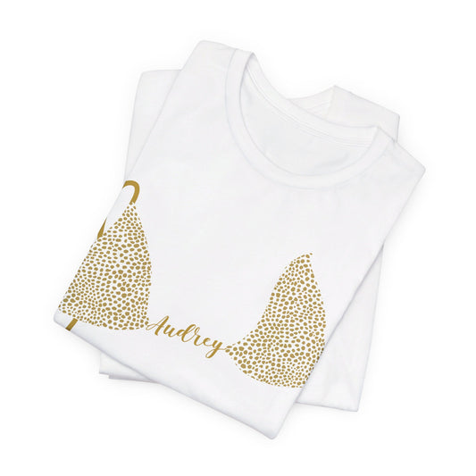 Bikini Top T-Shirt, Gold Cheetah Print, Custom Personalization