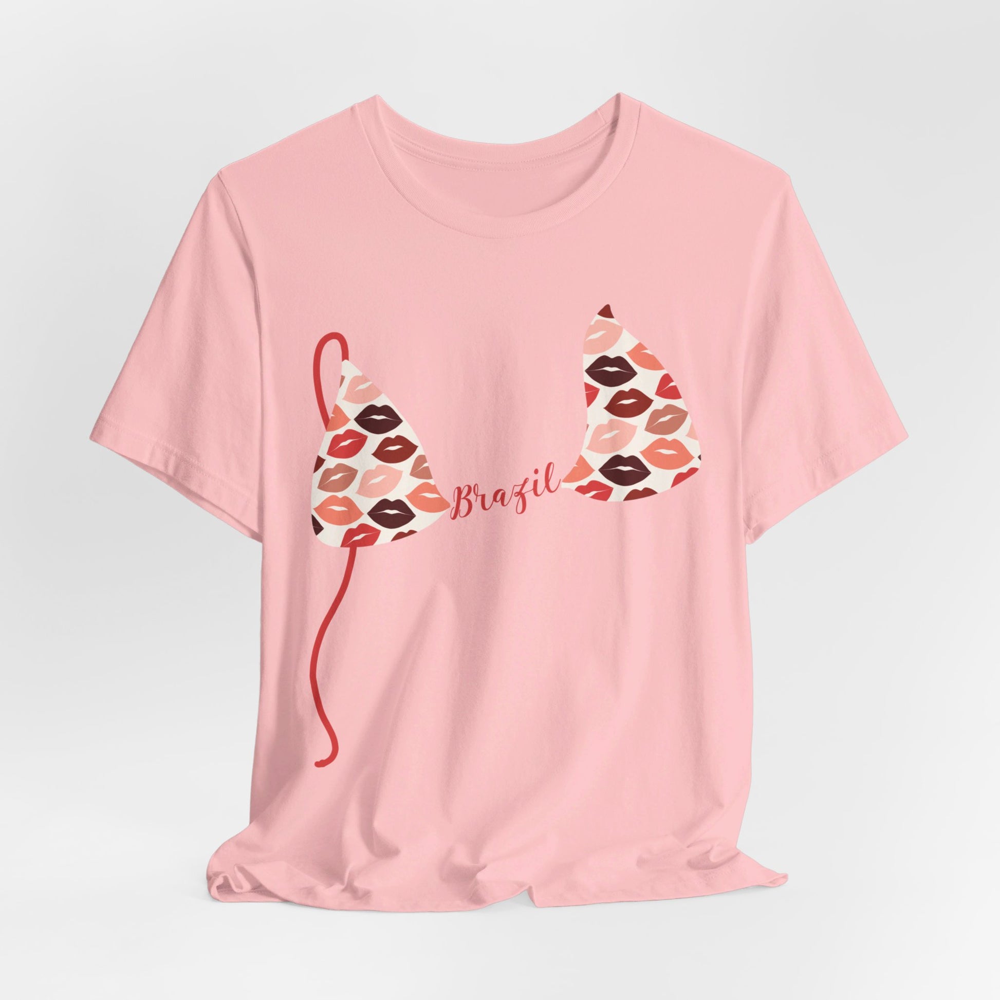 Personalized pink tshirt with bikini top featuring lips print and custom name