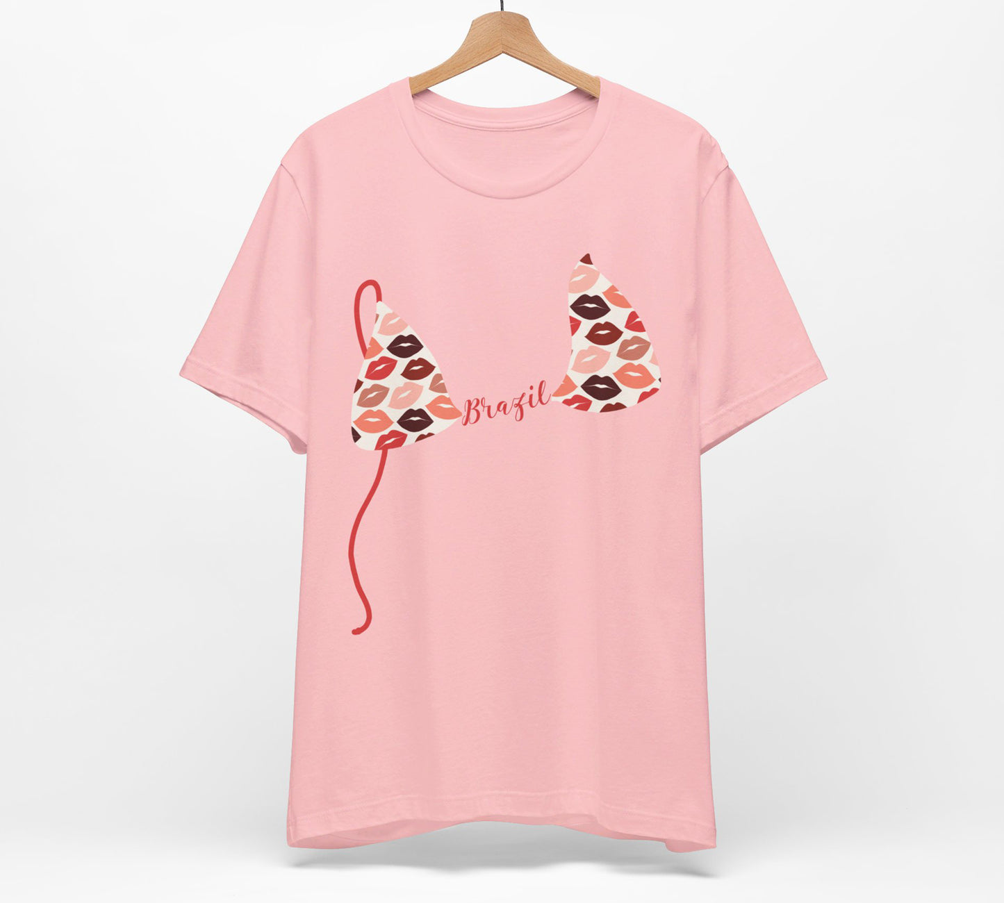 Bikini Top T-Shirt, Lips Print, Custom Personalization