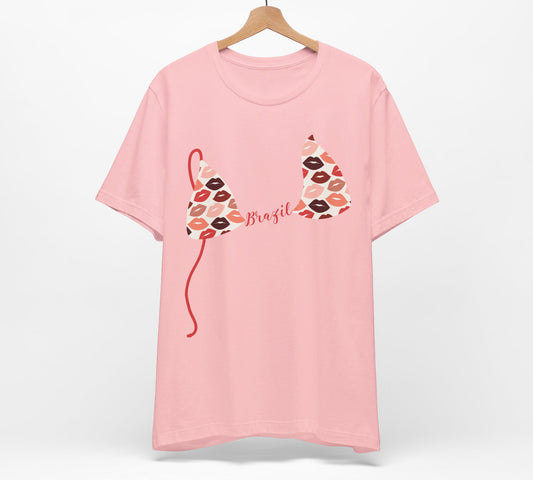 Bikini Top T-Shirt, Lips Print, Custom Personalization