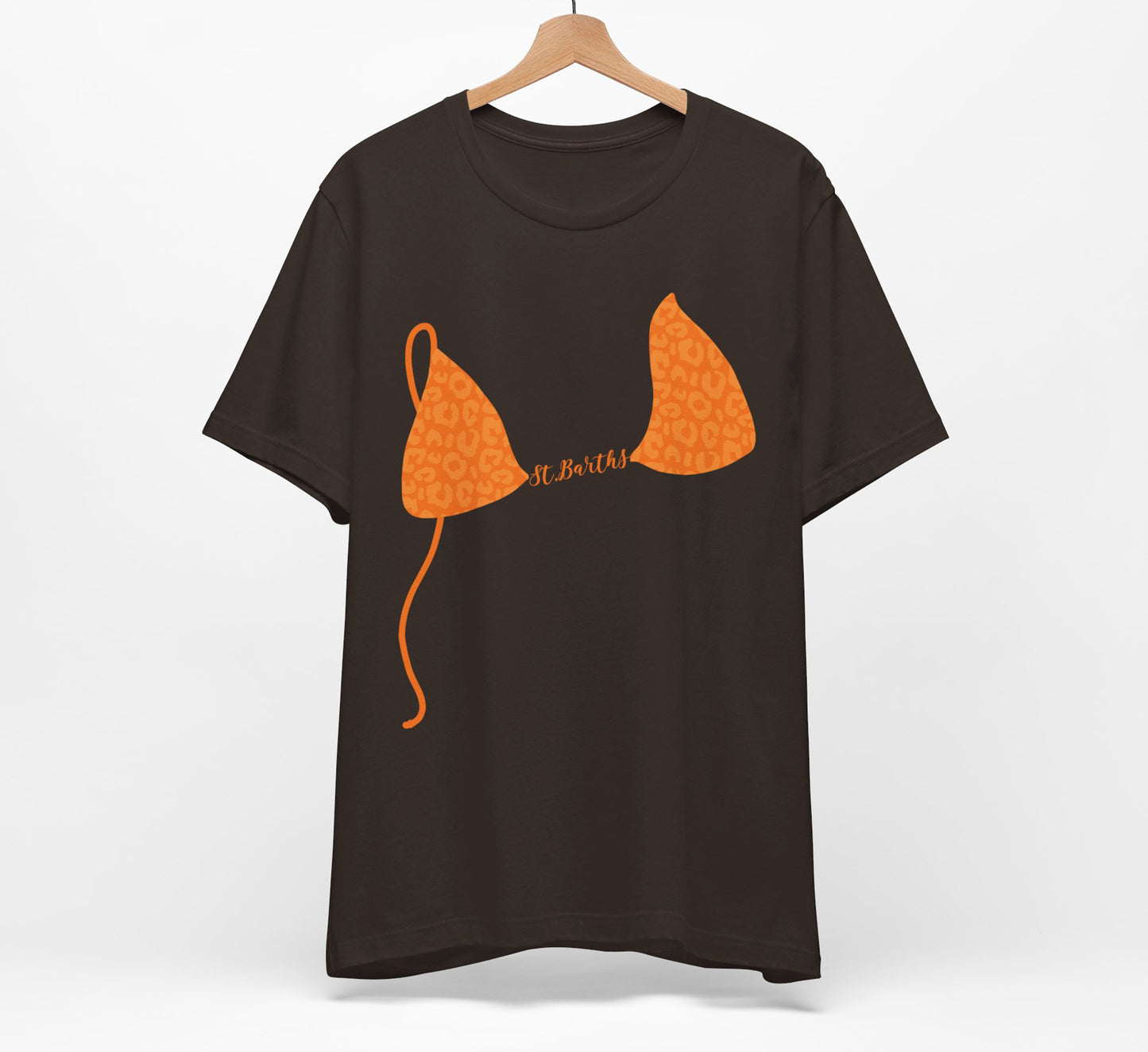 orange leopard bikini top tshirt, brown