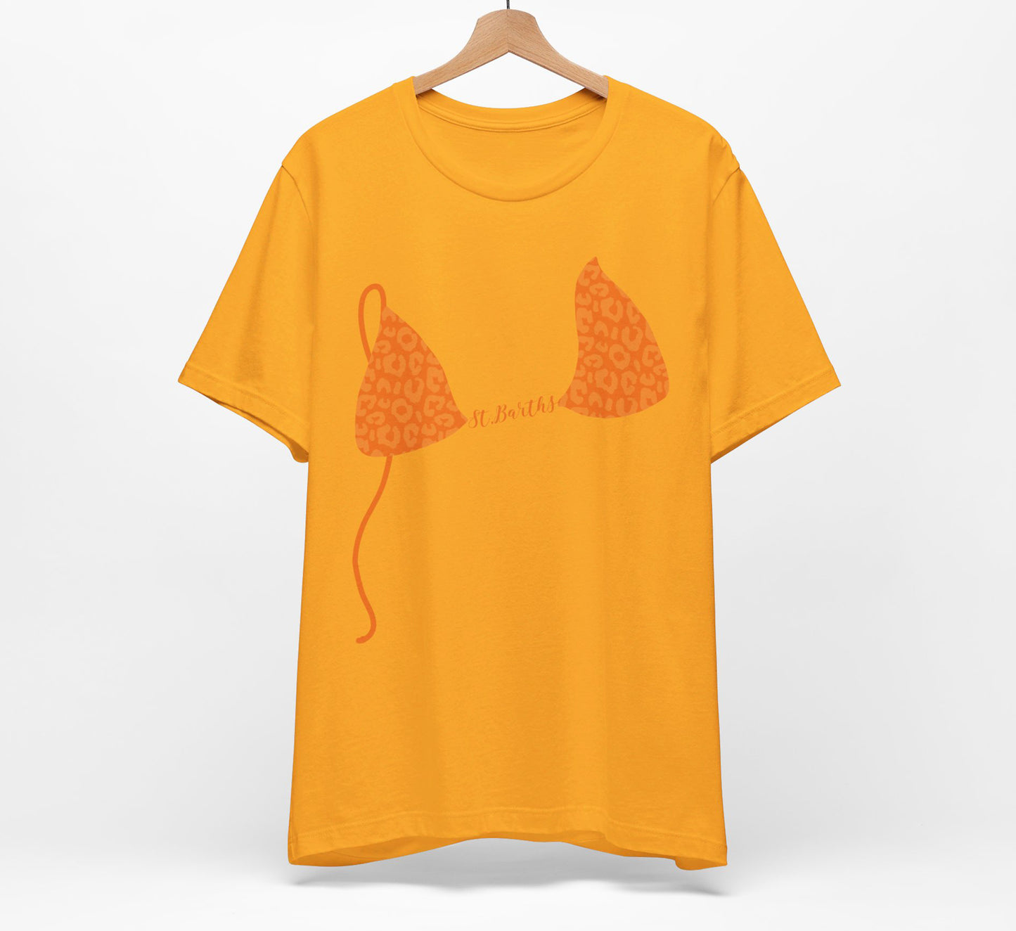 orange leopard bikini top tshirt, orange
