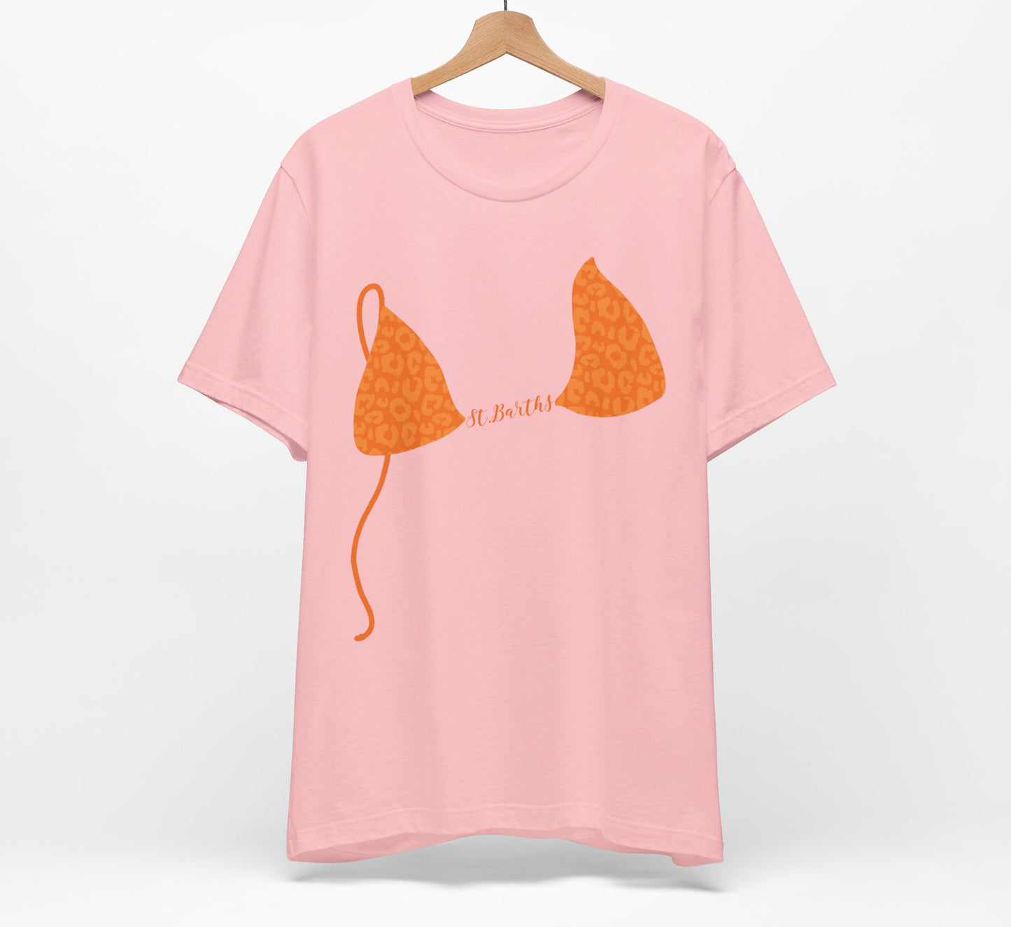 Bikini Top T-Shirt, Orange Leopard Print, Custom Personalized