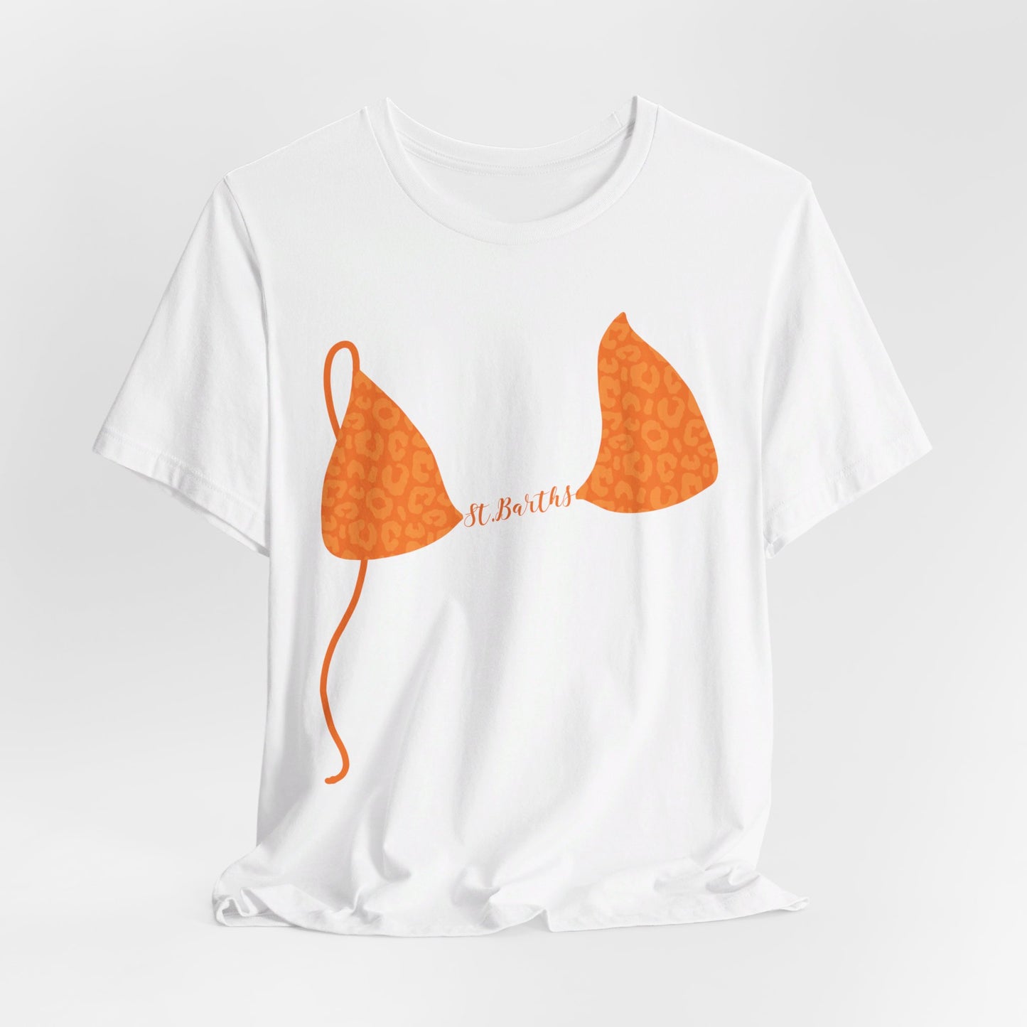 Orange Leopard Bikini Top Shirt, White