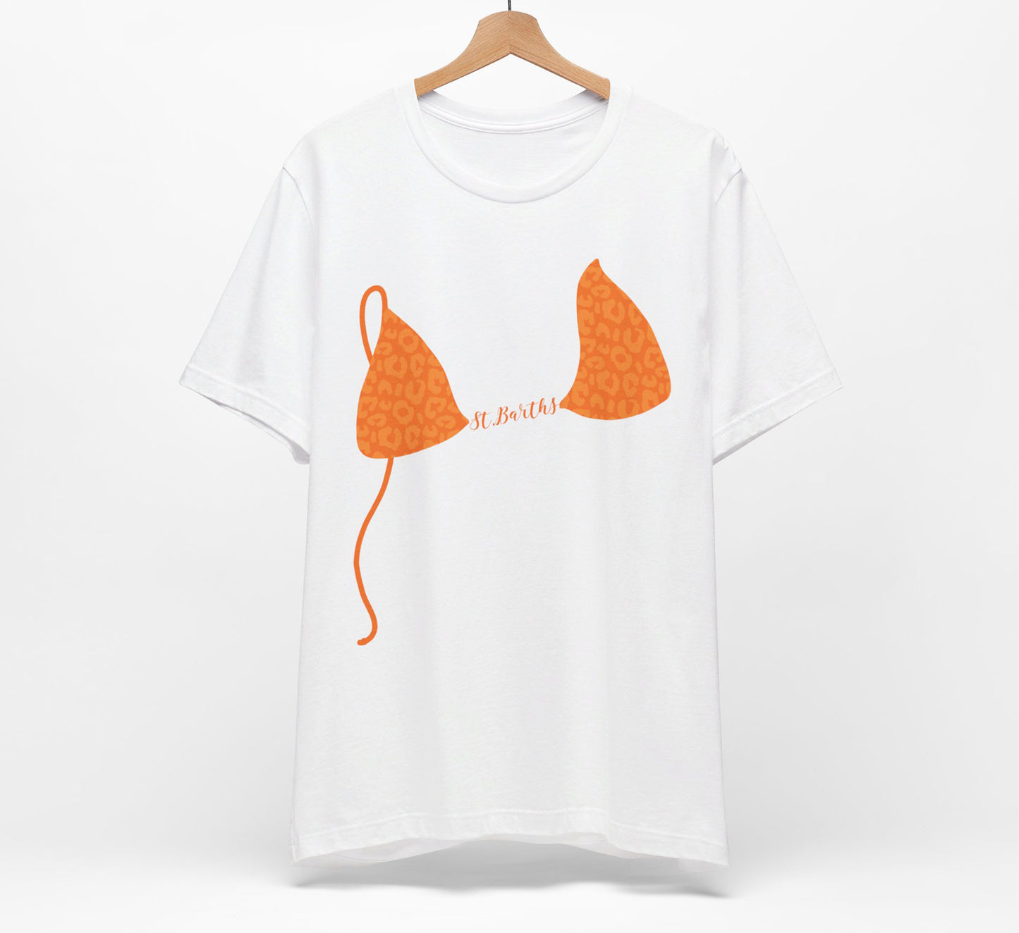 Bikini Top T-Shirt, Orange Leopard Print, Custom Personalized