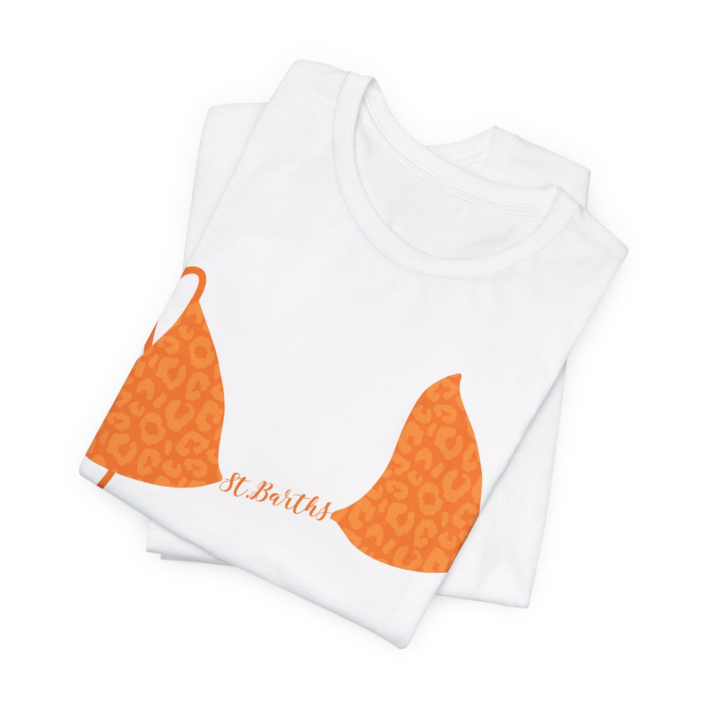 Bikini Top T-Shirt, Orange Leopard Print, Custom Personalized