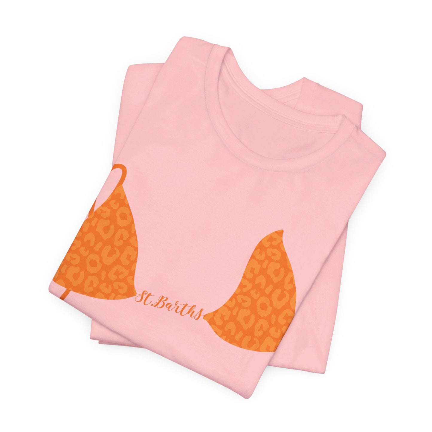 Bikini Top T-Shirt, Orange Leopard Print, Custom Personalized