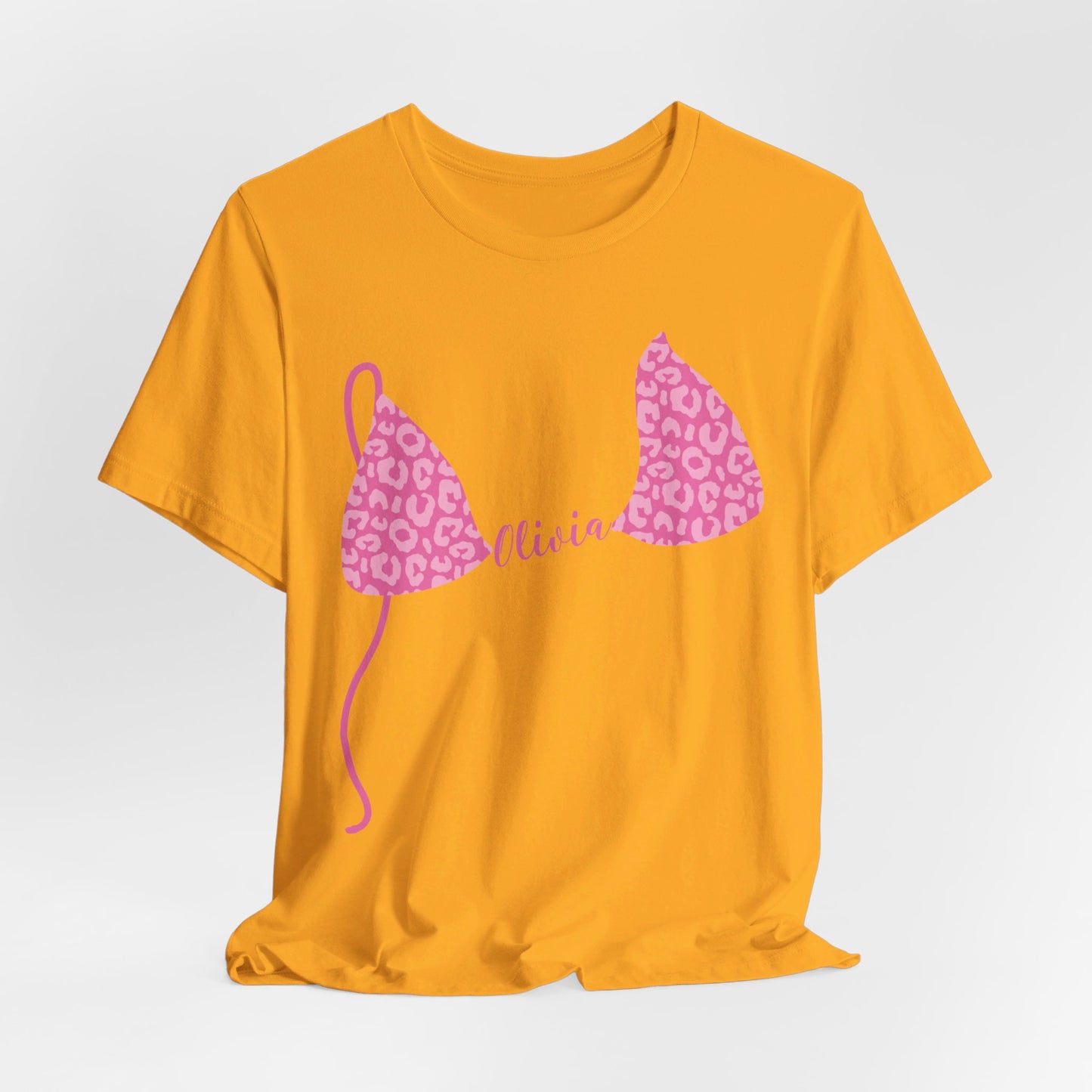 Bikini Top T-Shirt Pink Leopard & Orange