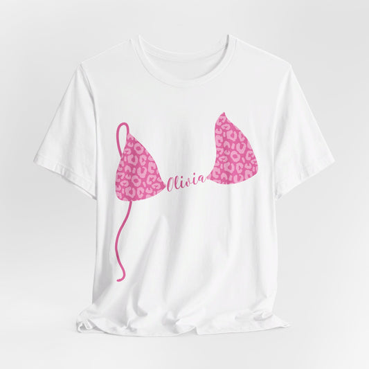 Bikini Top T-Shirt Pink Leopard