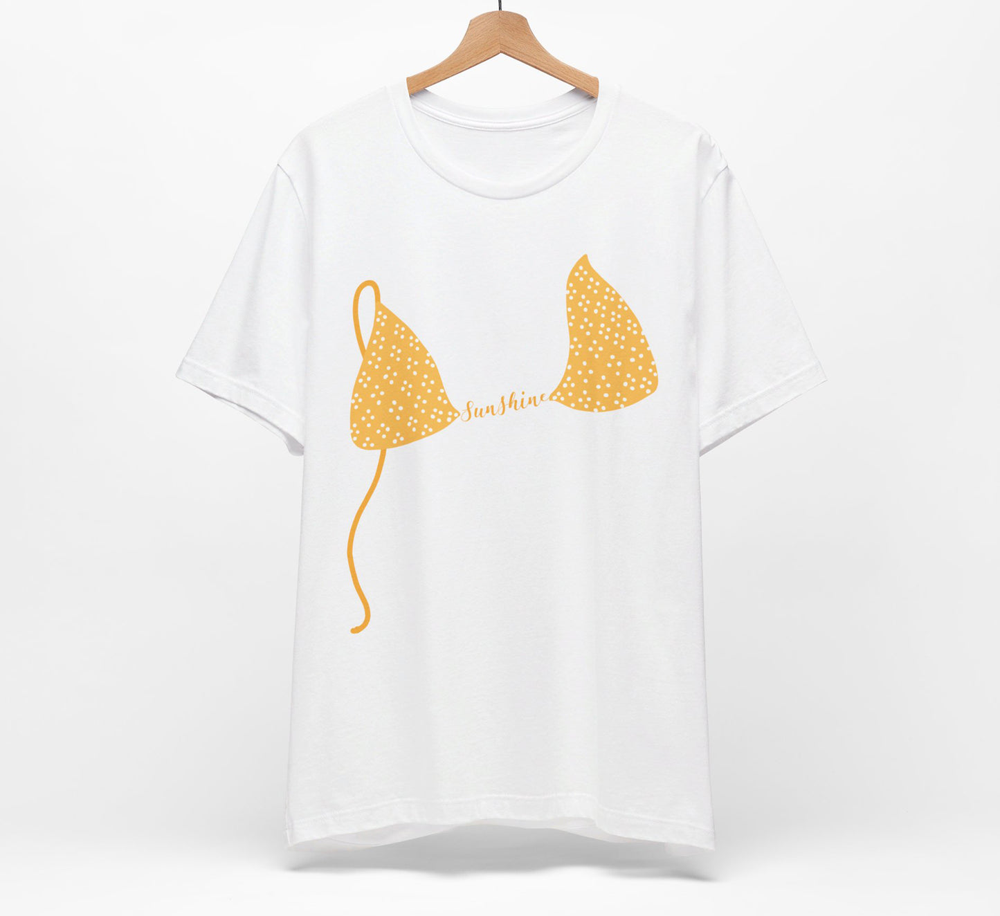 Bikini Top T-Shirt, Yellow Polka Dot, Custom Personalization