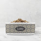 Circular pattern bistro tile ceramic dog bowl.