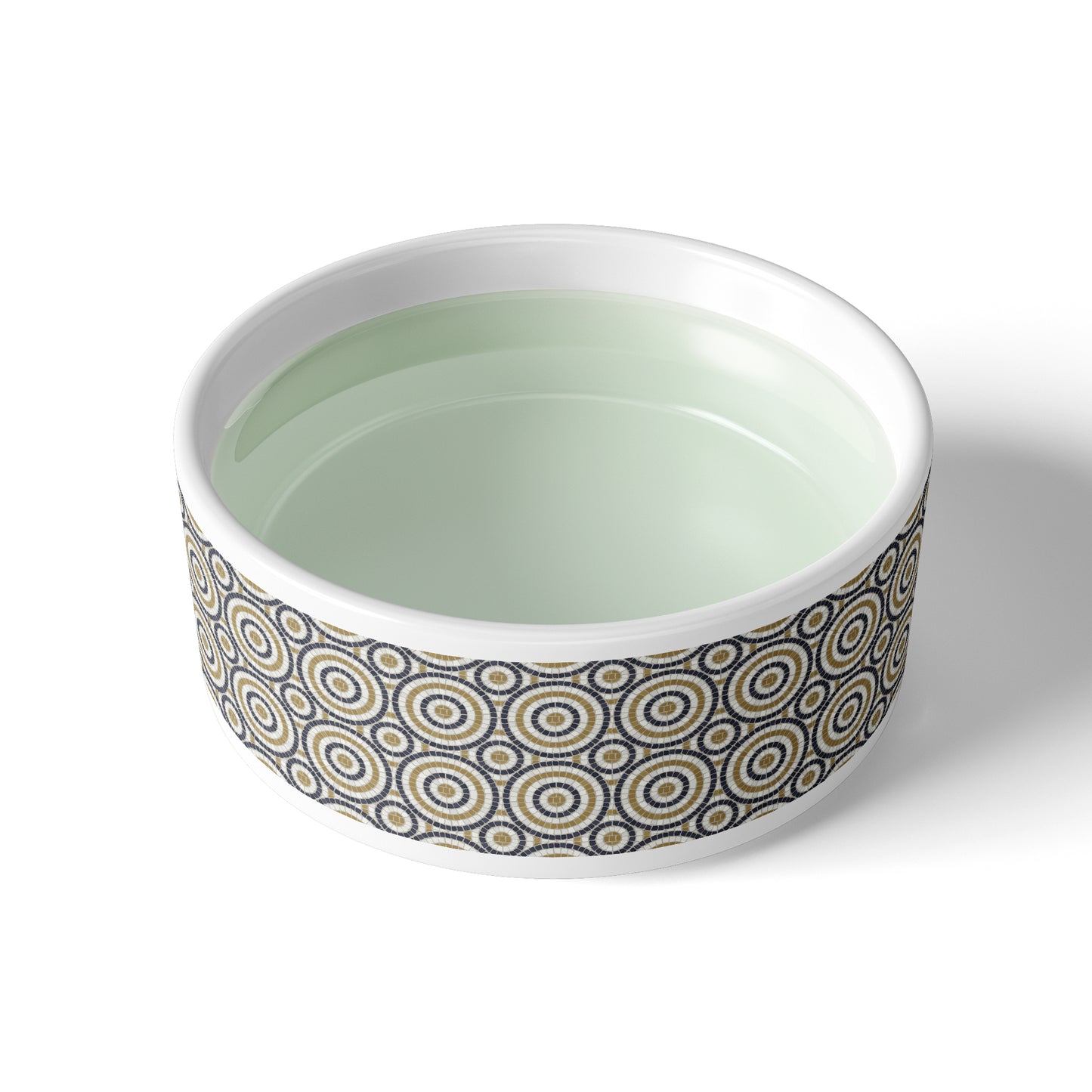 Mosaic Bistro Tiles Ceramic Pet Bowl, Circular Pattern