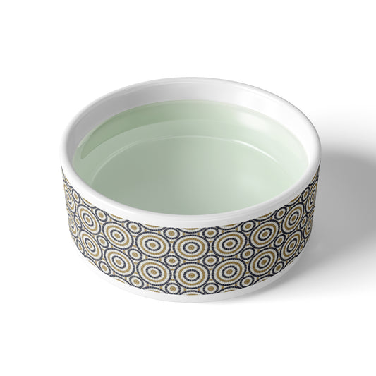 Mosaic Bistro Tiles Ceramic Pet Bowl, Circular Pattern