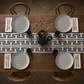 Mosaic Bistro Tile Table Runner, Stepped Fret Pattern, 16" x 90"