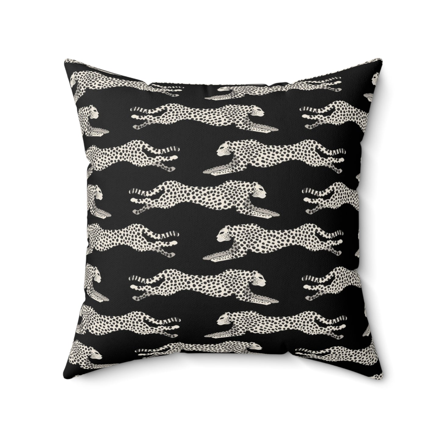 Cheetah Print Faux Suede Square Pillow, 20" x 20", Black