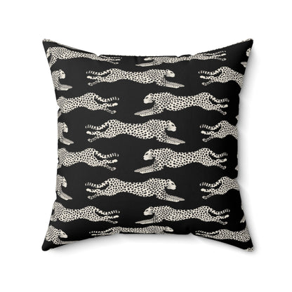 Cheetah Print Faux Suede Square Pillow, 20" x 20", Black