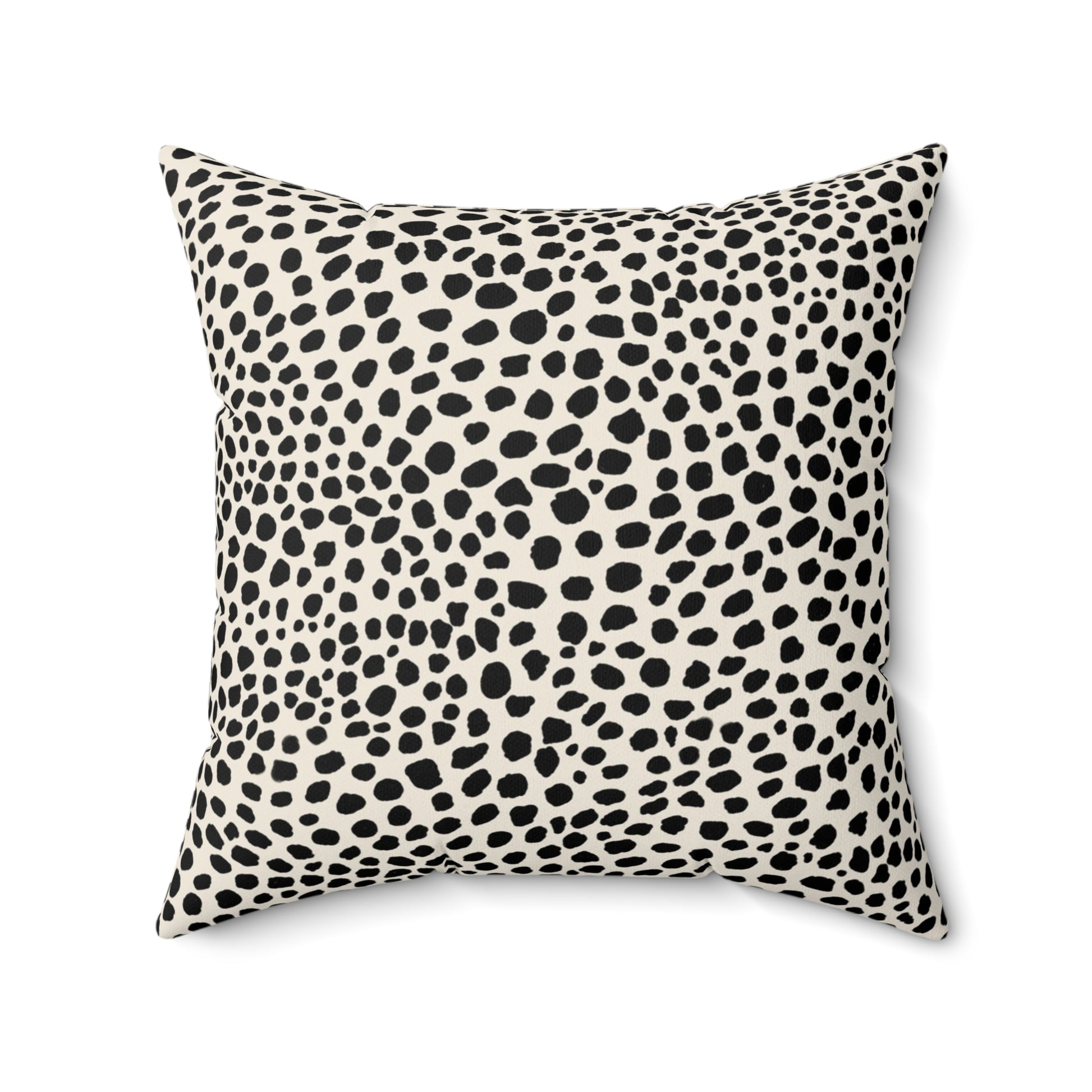 Square warm white cream pillow with black cheetah spots