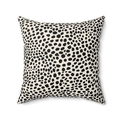 Square warm white cream pillow with black cheetah spots