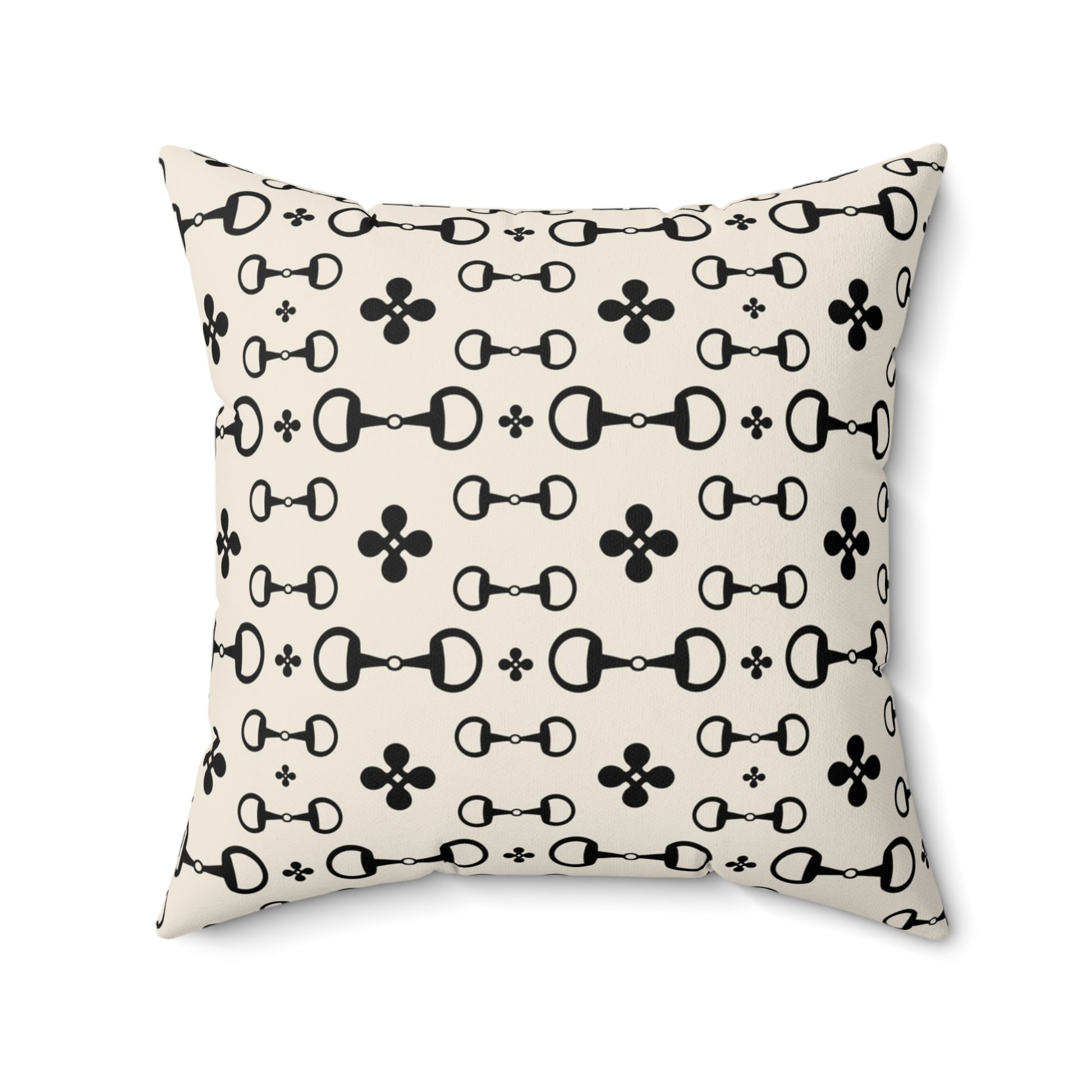 Black and Off white horsebit snaffle pillow