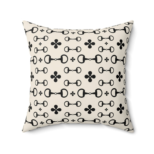 Black and Off white horsebit snaffle pillow