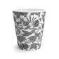 Black & White Floral Batik Ceramic Mug - 12oz Latte Mug