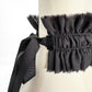 Black Ruffled Collar Choker with Ribbon Ties & Beads, Handmade