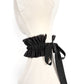 Black Ruffled Collar Choker with Ribbon Ties & Beads, Handmade