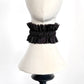 Black Ruffled Collar Choker with Ribbon Ties & Beads, Handmade