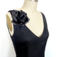 Black Silk Flower Brooch, Black Satin Silk Rose Pin