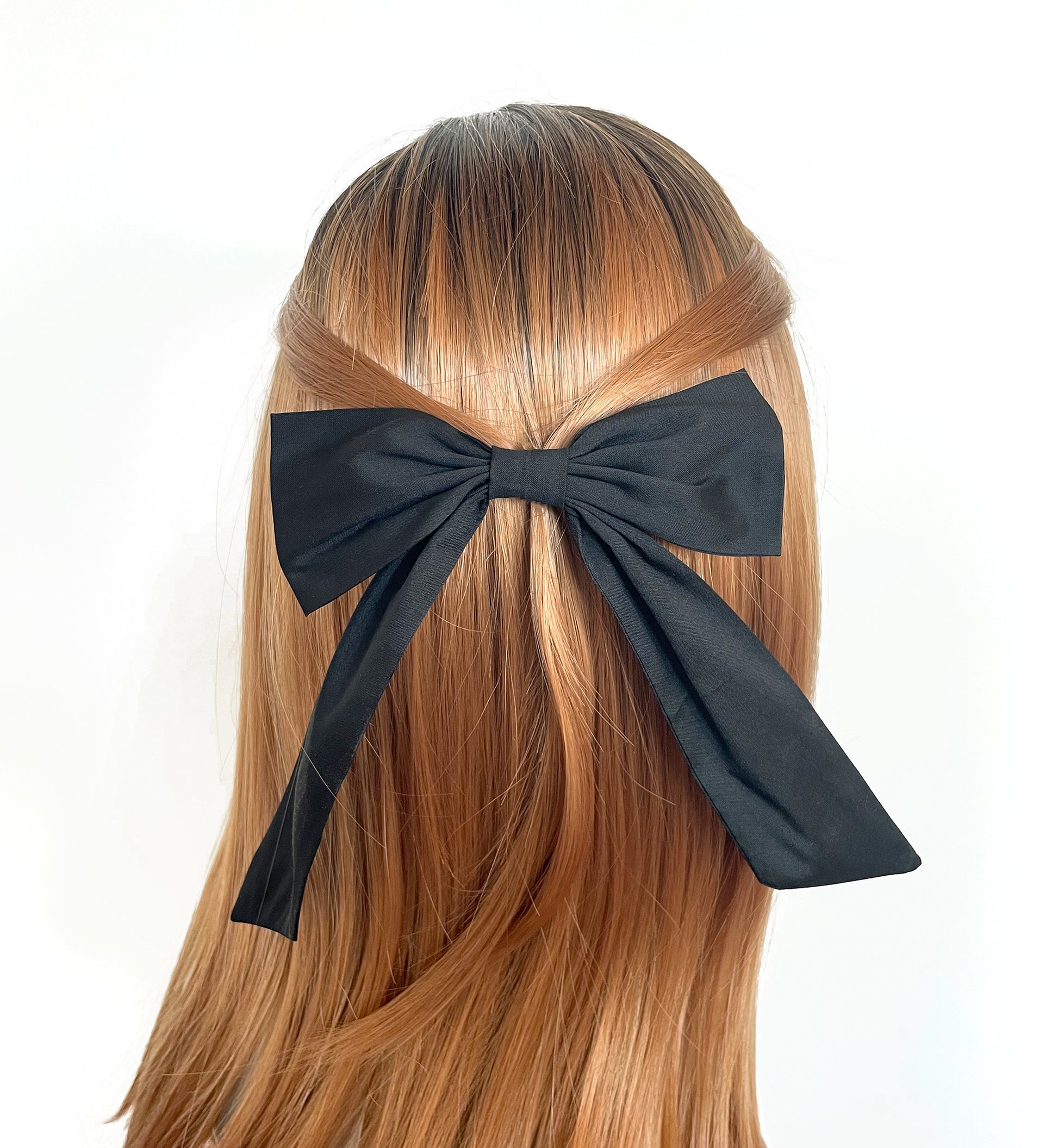 Luxury Black Taffeta Large Hair Bow
