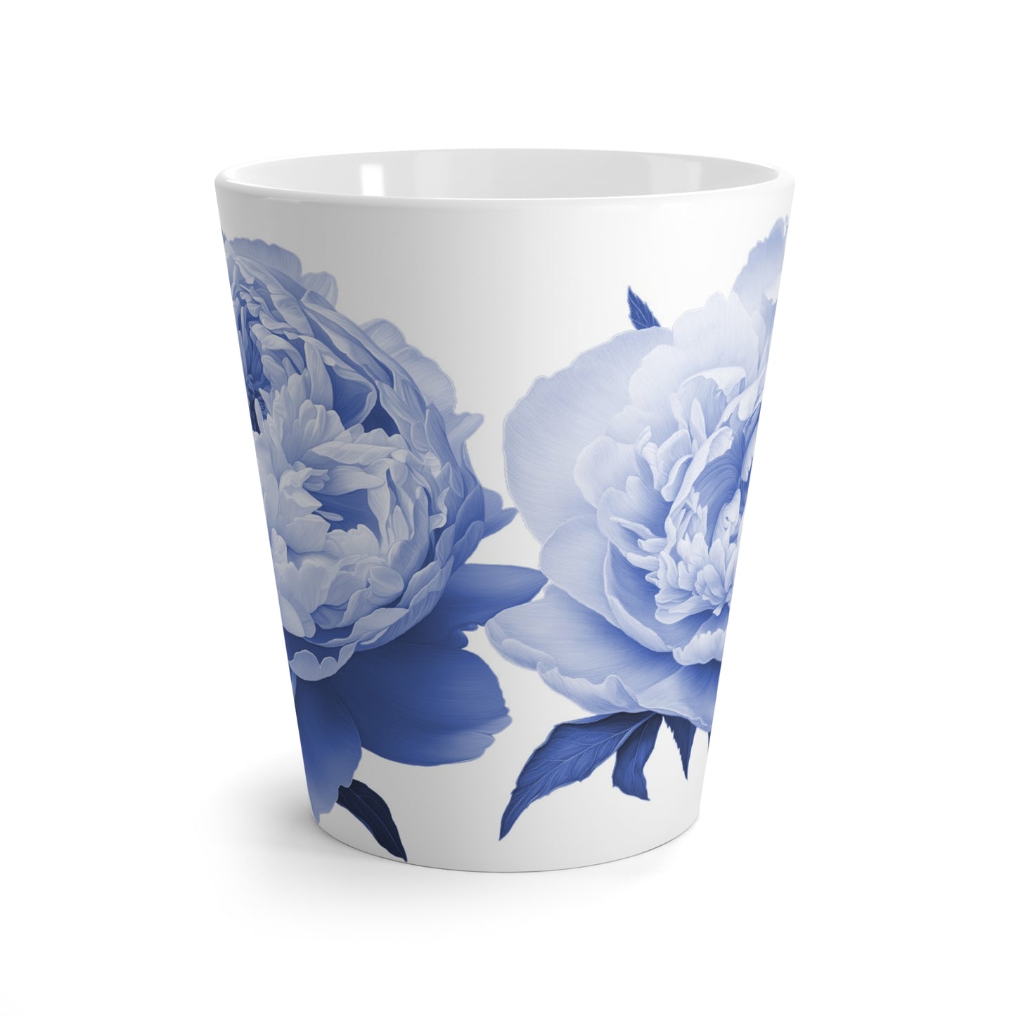 Blue Peony Floral Ceramic Mug - 12oz Latte Mug