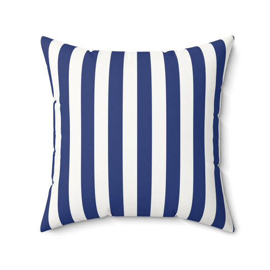 Blue and white canopy stripe square throw pillow