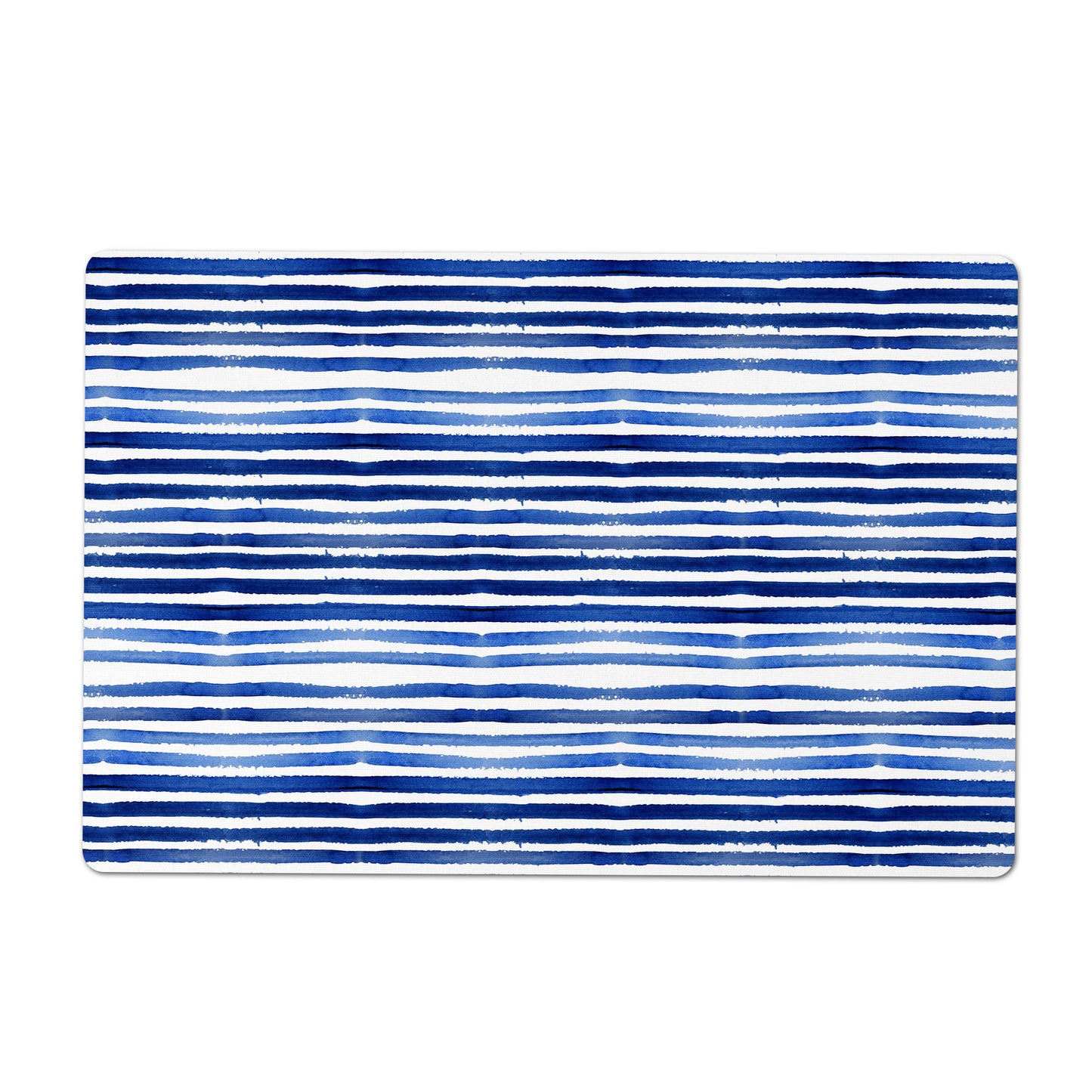 Pet Feeding Mat, Blue and White Watercolor Stripes