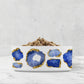 Gorgeous dog bowl with blue sapphire and gold gemstones printed on it. Available in large or small for your cat or dog food or water.