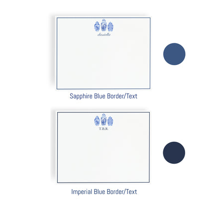 Personalized Chinoiserie Ginger Jars Notecards – Custom Stationery Set, Blue