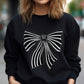 Chic Striped Bow Print Sweatshirt