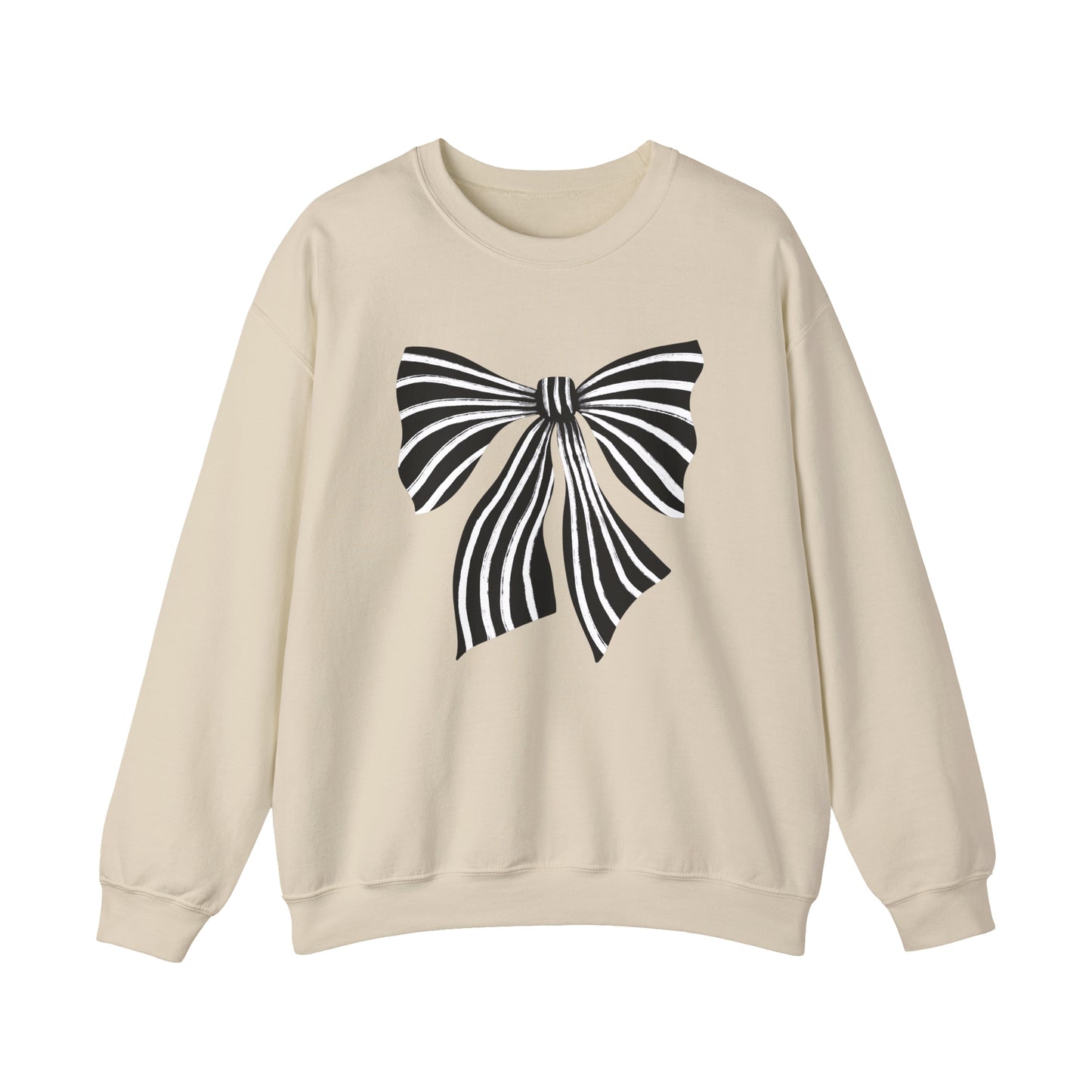 Chic Striped Bow Print Sweatshirt