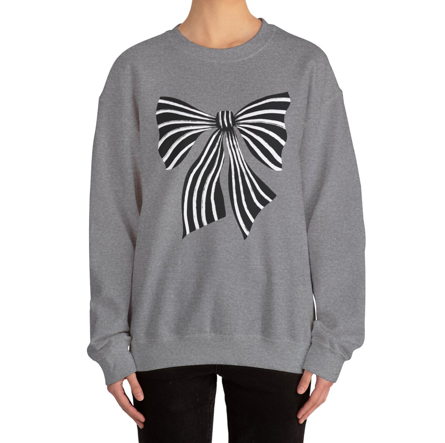 Chic Striped Bow Print Sweatshirt