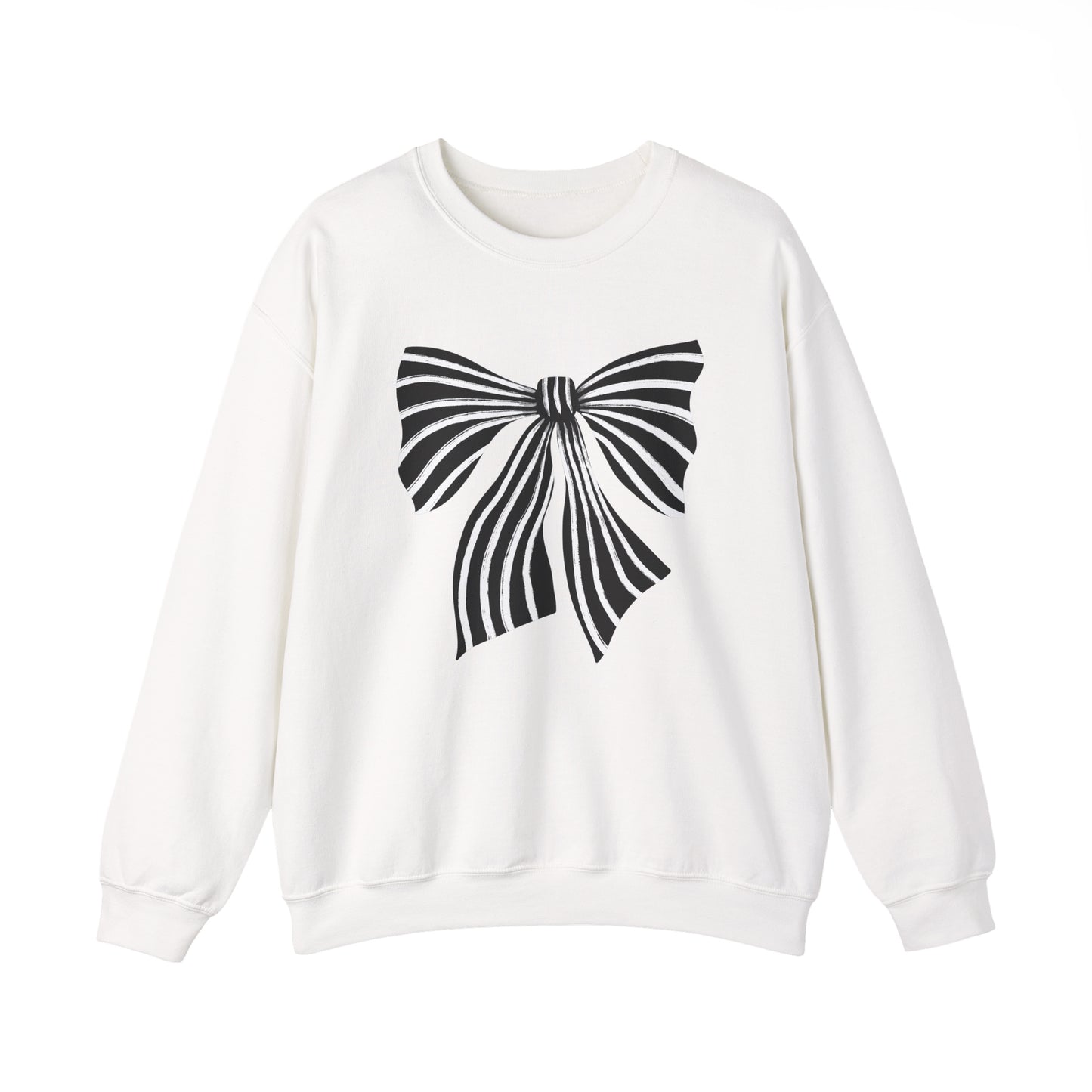 Chic Striped Bow Print Sweatshirt