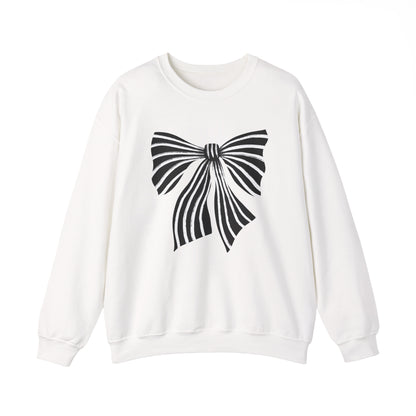 Chic Striped Bow Print Sweatshirt