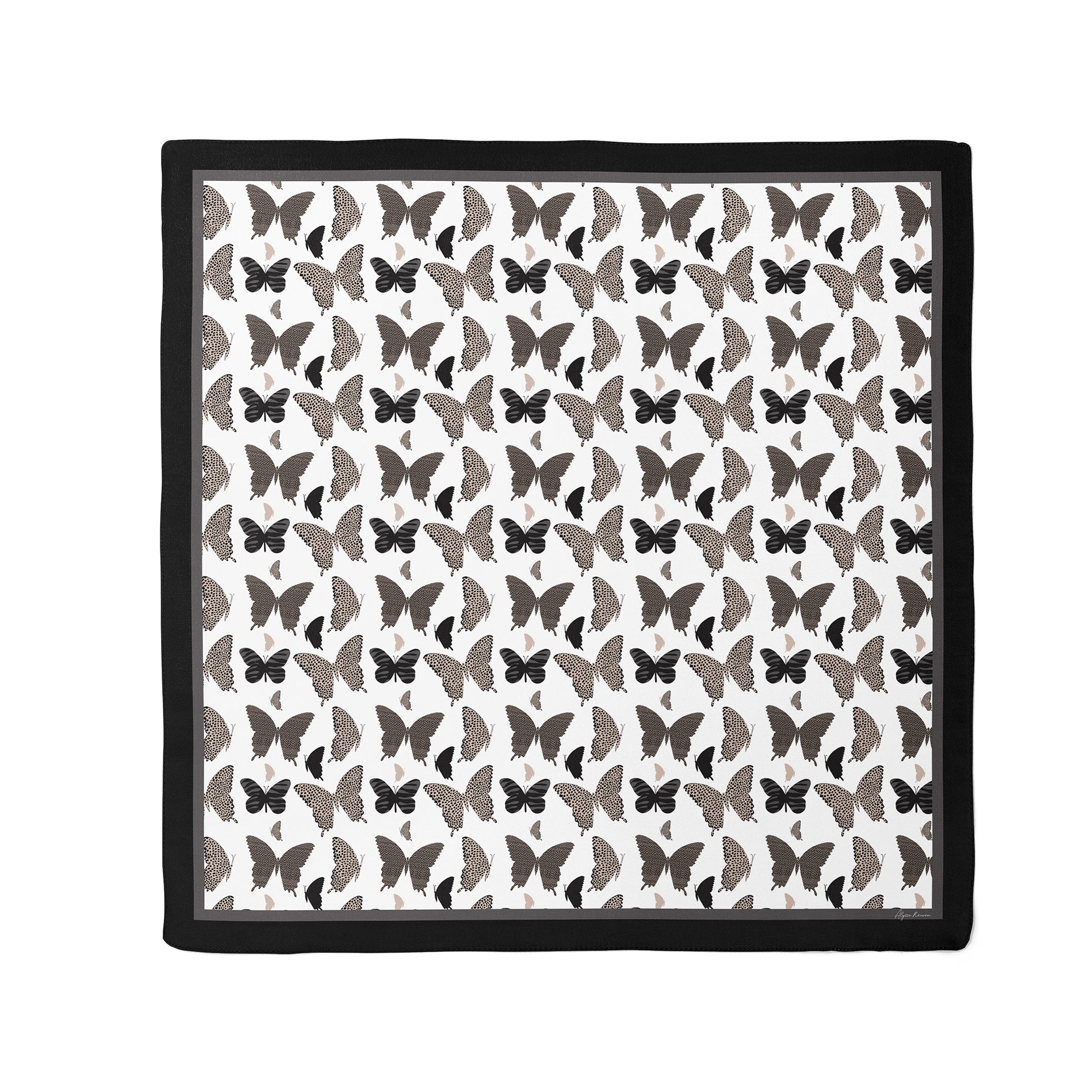 Satin Scarf features print with Fluttering Butterflies with Animal Prints - Satin Scarf